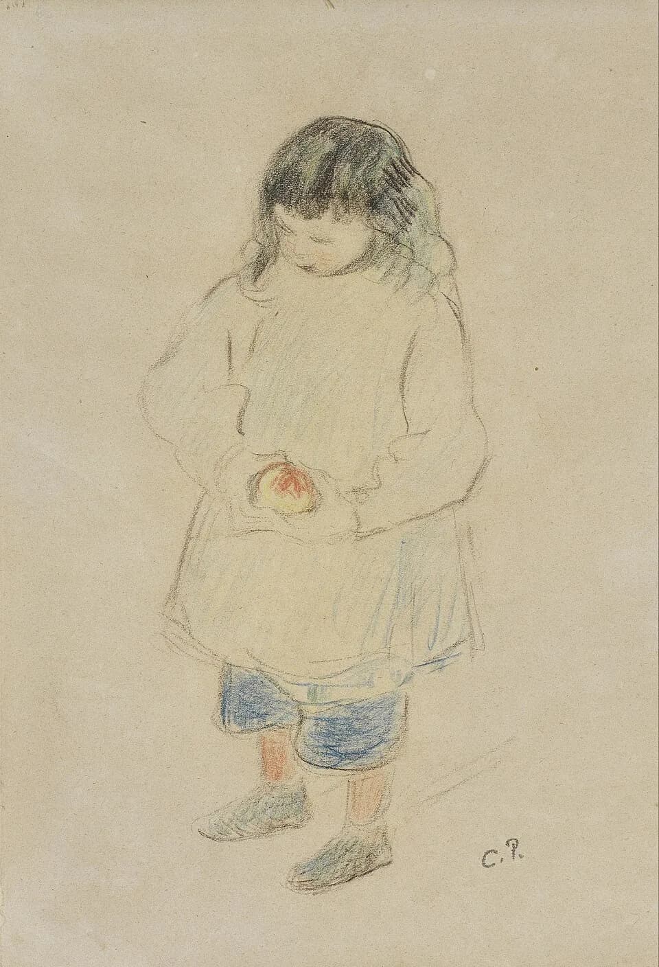 Camille Pissarro - Bonhams - Camille Pissarro (French, 1830-1903) Enfant tenant une pomme.jpg