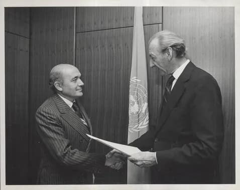 Kurt Waldheim - Sergio Diez en Naciones Unidas New York, junto a Kurt Waldheim.