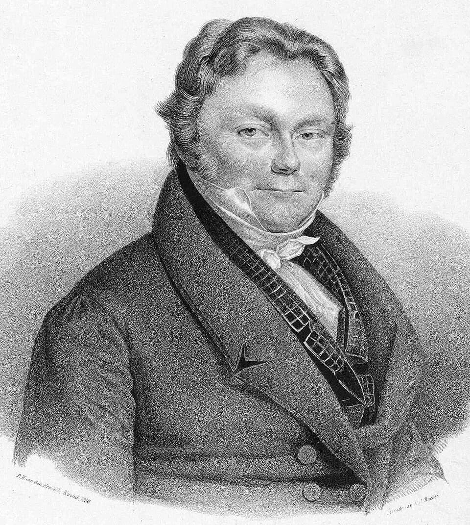 Jöns Jacob Berzelius - Jöns Jakob Berzelius, lithography portrait from 1836 made by P.H. van den Heuvell, litho by F.J. Backer