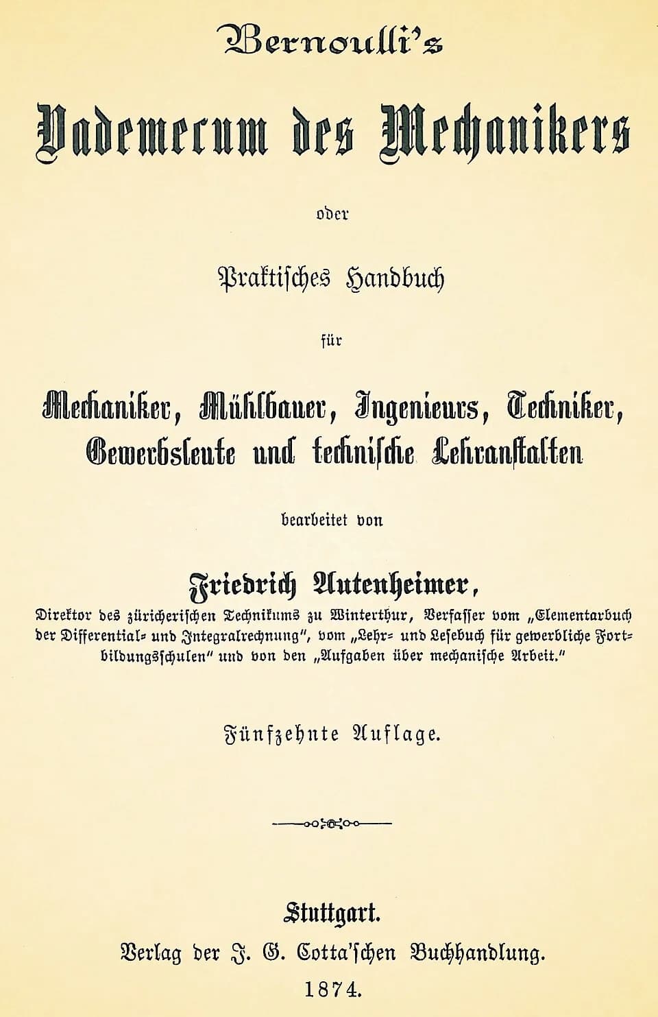 Daniel Bernoulli - Bernoullis Vademecum des Mechanikers (1874)
