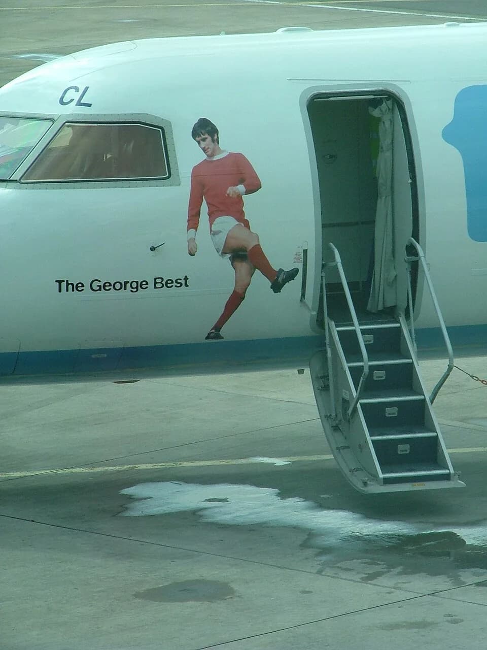 George Best - This is a Flybe De Havilland Canada Dash 8, in the George Best livery. (Belfast City Airport).