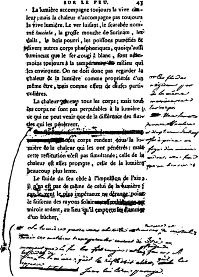 Jean-Paul Marat - A Page of the Recherches physiques sur le Feu Proof-Read by Jean-Paul Marat.