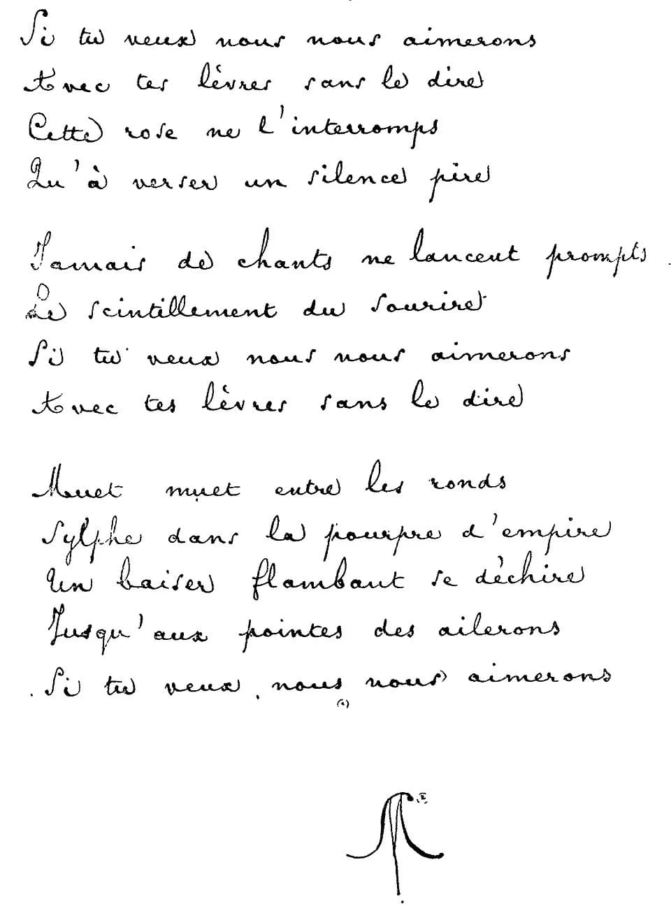Stéphane Mallarmé - Si tu veux nous nous aimerons. Poème autographe de Stéphane Mallarmé (1842-1898)