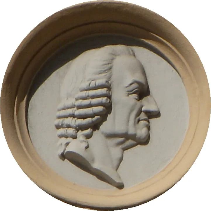 Emmanuel Swedenborg - Medaljong av Svedenborg på Gamla Jernkontorets hus på Norrmalm i Stockholm