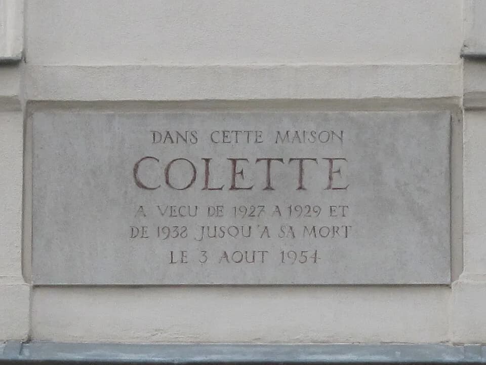 Colette Colette - Plaque on the house of French writer en:Colette (1873-1954) : 9 rue de Beaujolais, Paris 1st arr.