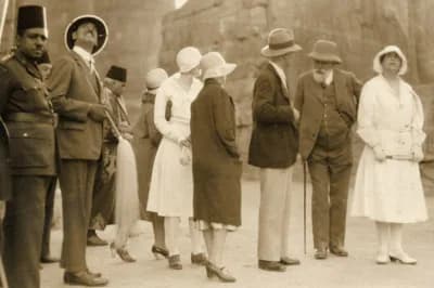 Howard Carter - Photograph, ca.1920's, of Queen Marie of Romania (1875-1938), during a tour in Egypt following the discovery of King Tutankhamen's burial site, by Howard Carter, in Nov. 1922.