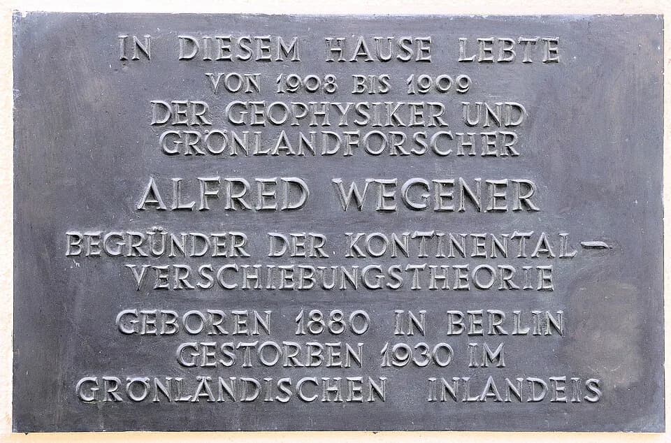 Alfred Wegener - Memorial plaque, Alfred Lothar Wegener, Georg-Wilhelm-Straße 20, Berlin-Halensee, Germany