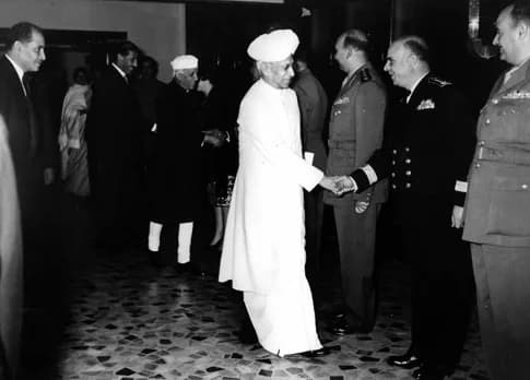 Sarvepalli Radhakrishnan - Marshal Fouad Abou Zikry with The president of India and Prime Minister Jawaher Lal Nehru.
