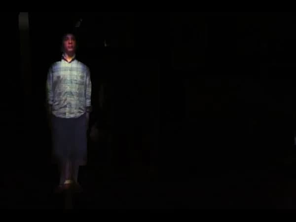 Dennis Gabor - Created audio-visual installation from projectors, is based on a optical effect, creating the illusion of interactive holograms. In the photo one is the author turned in a "hologram, do
