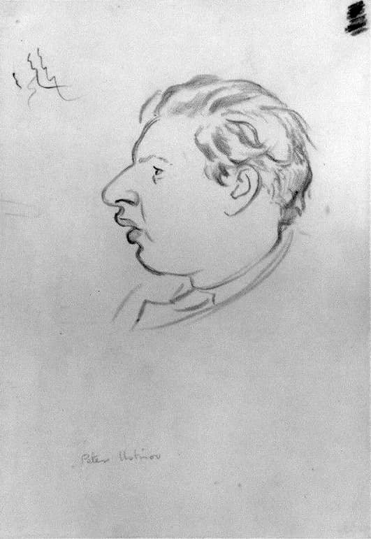 Peter Ustinov - Pencil cartoon 254 mm x 178 mm