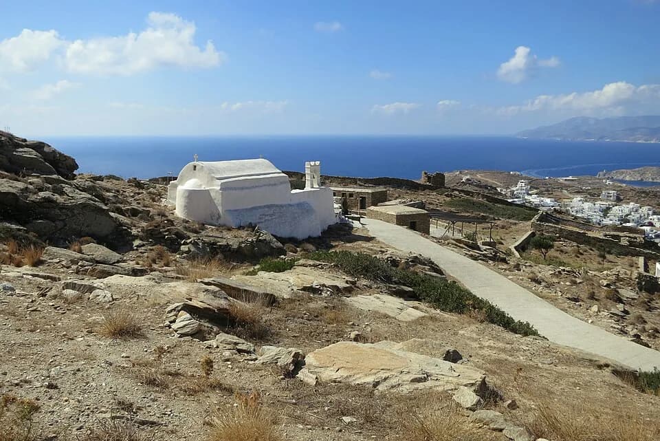 Odysseas Elytis - Church at the new theater "Odysseas Eylytis" over theChora of Ios island.