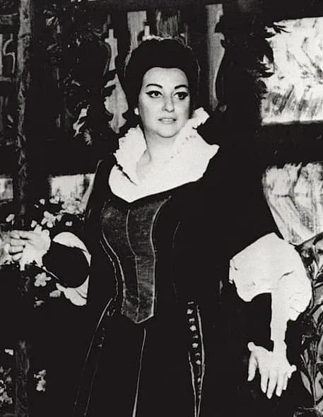 Montserrat Caballé - The Spanish soprano Montserrat Caballe portraited in the opera scenography dressed up with a costume. 1969.