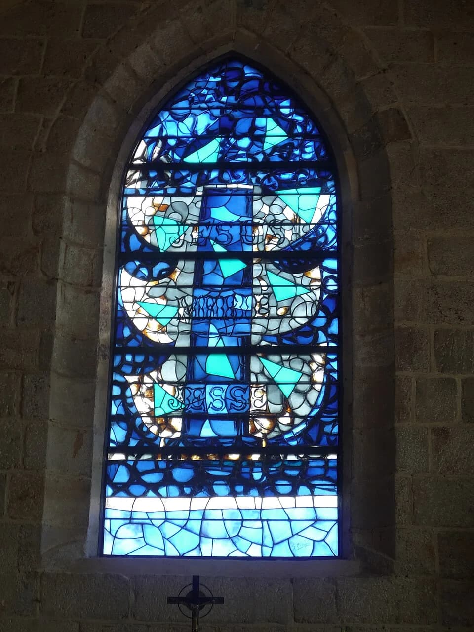 Georges Braque - One of three stained-glsss windows by Georges Braque in the Eglise de Varengeville sur Mer. Tree of Jesse, c. 1955