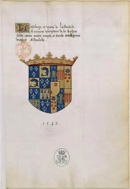 Catherine de' Medici - Dominique Jacquinot - Usage et utilité de l'astrolabe (1543).jpg