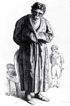 Georges Cuvier - A cartoon of Geoffroy as an ape (supposedly an Orang-utan) with Cuvier in background