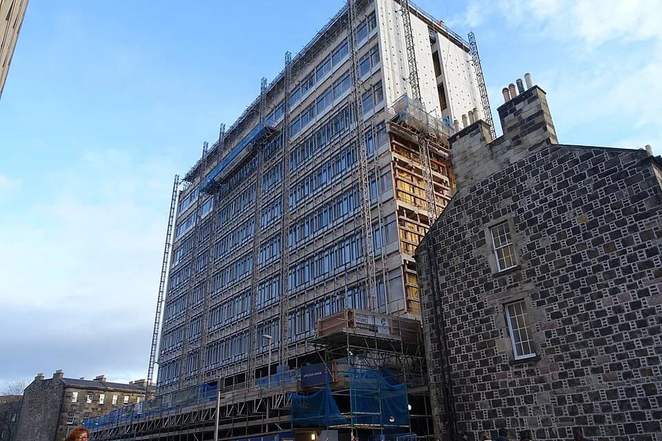Edward Victor Appleton - Appleton Tower as seen from Crichton St. January 2016 with renovations ongoing