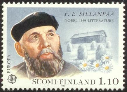 Frans Eemil Sillanpää - Postage stamp depicting Finnish writer F. E. Sillanpää