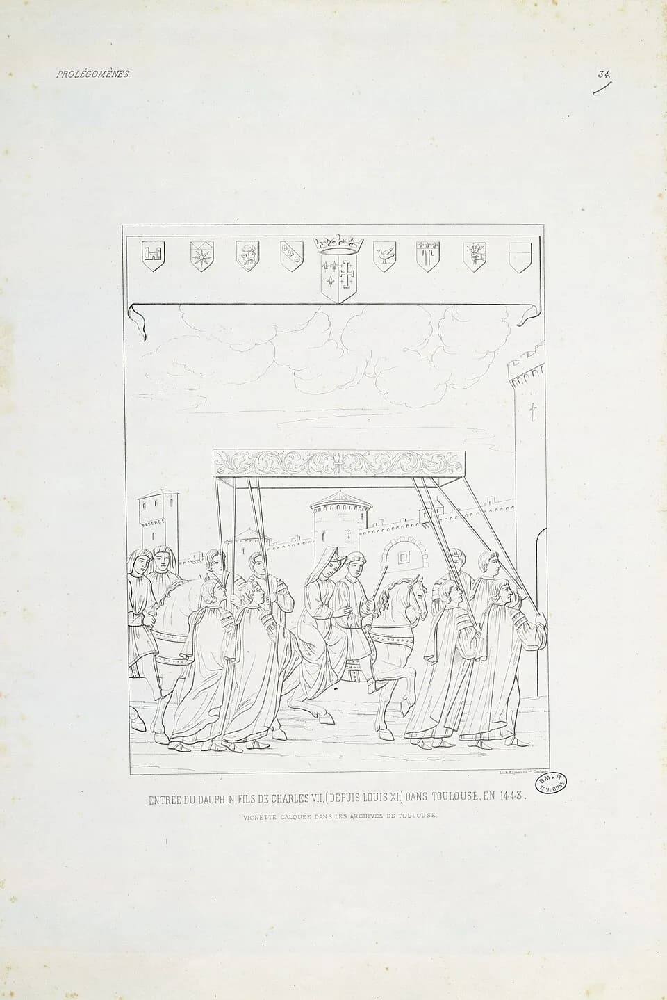Louis XI of France - Texte incomplet des dernières pages.
La plupart des lithographies ont été tirées par les ateliers de Raynaud frères, d'après A. Du Mège. Quelques unes ont été dessinées et lithogr