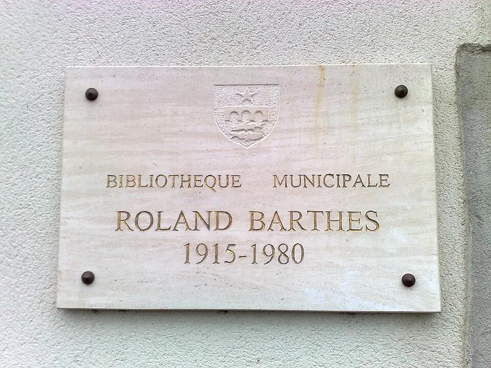 Roland Barthes - Plaque of the Roland Barthes Bibliotheque, Ahurti-Urt, France, Lapurdi-labourd, Basque Country.