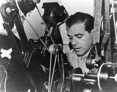Frank Capra - Frank Capra cuts Army film as a Signal Corps Reserve major during World War II. (This photo taken circa 1943.)