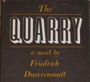 Friedrich Dürrenmatt - Upper part (~⅔) of the book cover of Friedrich Dürrenmatt's "The Quarry" (Der Verdacht)
Details from source:
Publisher: NY: New York Graphic Society, 1962.; 1st US Ed edition (