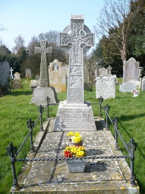 Dante Gabriel Rossetti - Grave of Dante Gabriel Rossetti. 1828 - 1882 Rossetti died in Birchington in 1882. He was an important member of the Pre-Raphaelite Brotherhood and was a painter and a poet. F