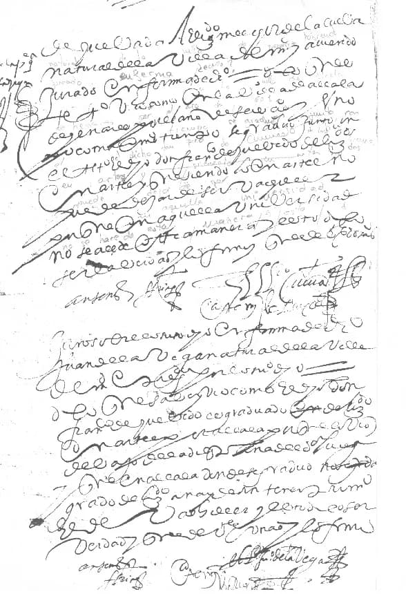 Francisco Quevedo - Documento de 1606 referido a Quevedo con escritura procesal encadenada.