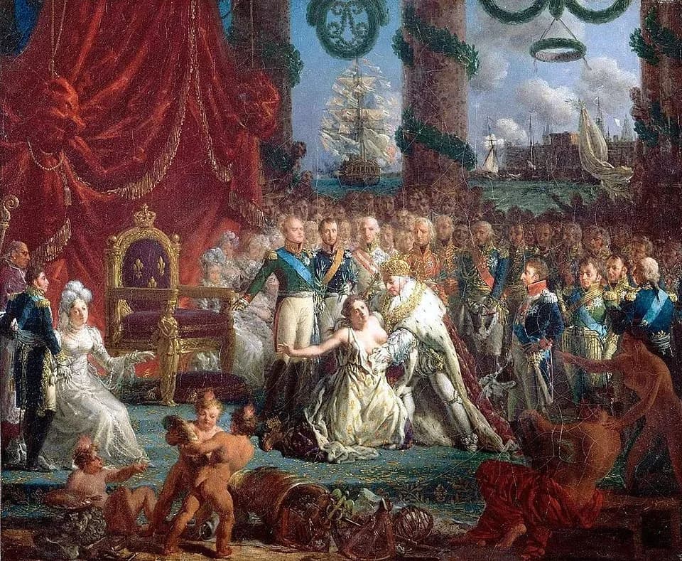 Charles X of France - Personne représentée : Louis XVIII, Louis-Antoine d'Artois, duc d'Angoulême, Marie-Thérèse-Charlotte de France, duchesse d'Angoulême, Alexandre-Angélique de Talleyrand-Périgord, 