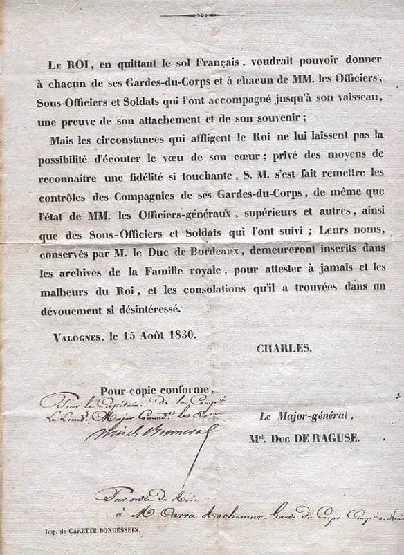 Charles X of France - Charles X's good-byes