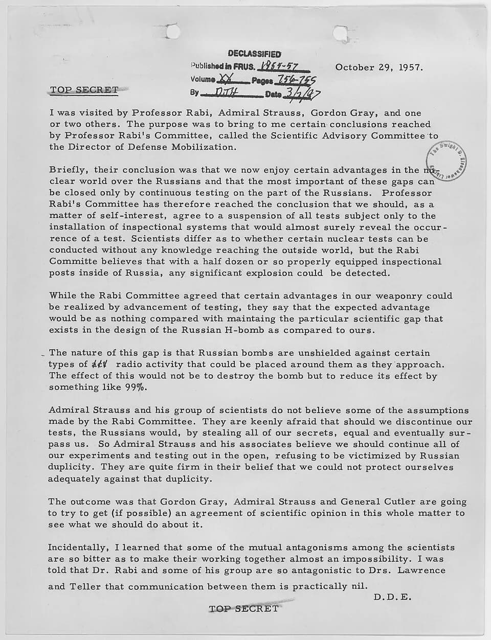 Edward Teller - Scope and content:  This document relates to nuclear testing.