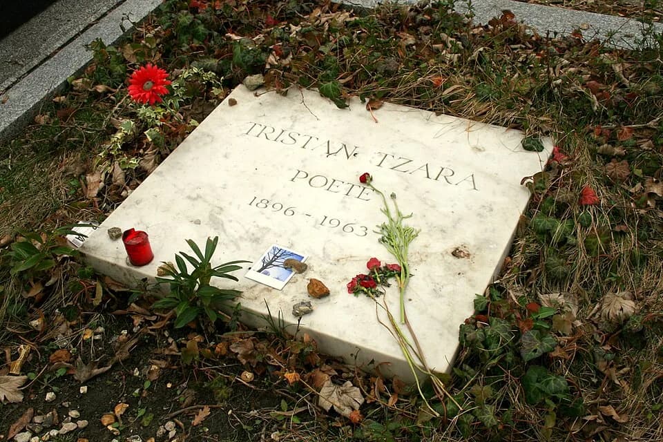 Tristan Tzara - Grave of Tristan Tzara (dadaist poet) in the Montparnasse cementery. Paris.