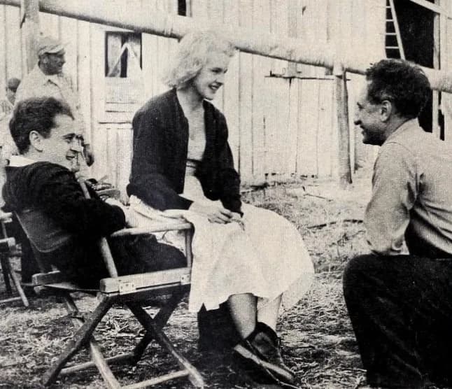 Elia Kazan - Jack Garfein, Carroll Baker, and Elia Kazan on the set of Babydoll (1956)