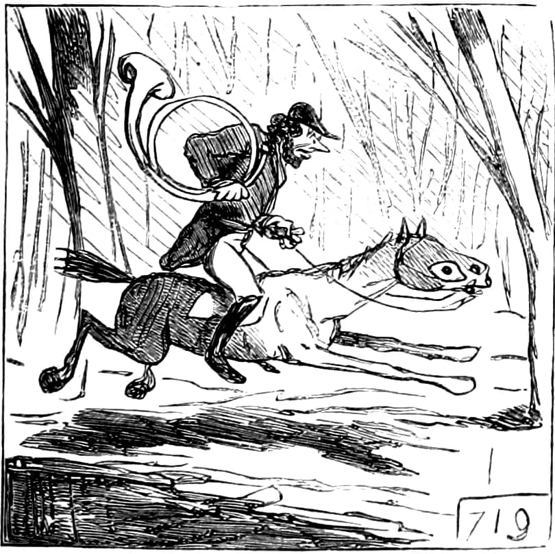 Gustave Courbet - TABLEAU DE M. COURBET.
Cavalier conduisant, au plus vite son cheval chez un oculiste pour qu’il lui remette son œil en place.