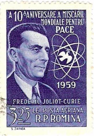 Frédéric Joliot-Curie - Frederic Juliot-Curie on a Romanian Post stamp ("The 10th Anniversary of the World Peace Movement")