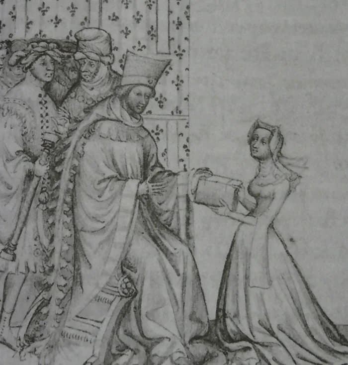 Christine de Pizan - Christina Pisánská předává svou knihu Ludvíkovi Orleánskému