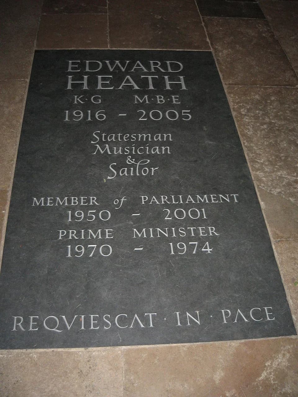 Edward Heath - Edward Heath's marker, Salisbury CathedralEdward Heath's Marker In Salisbury Cathedral