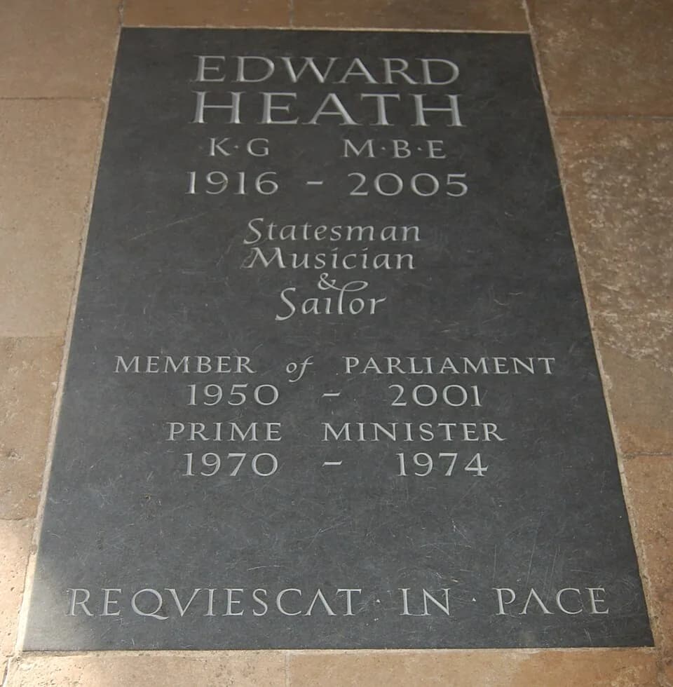 Edward Heath - Photograph of Edward Heath's marker in Salisbury Cathedral