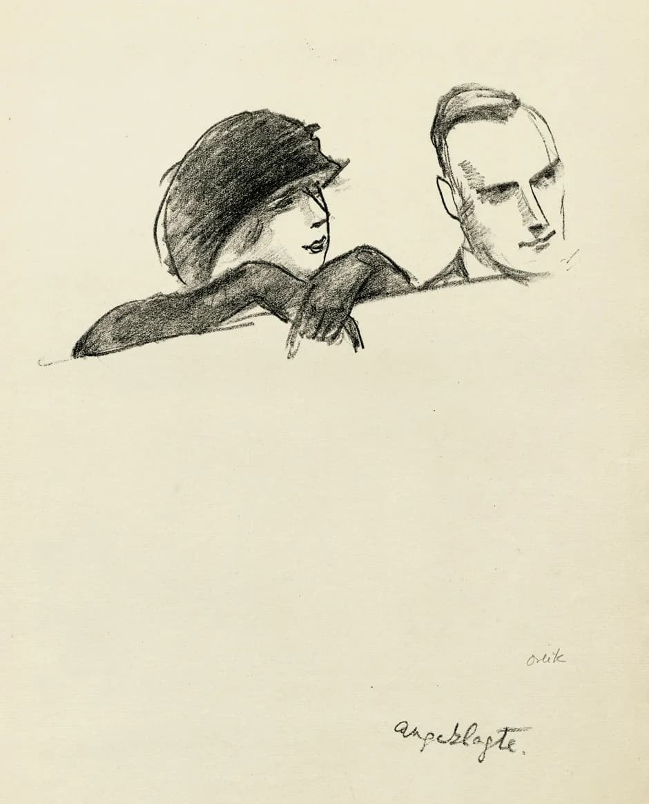 Arthur Schnitzler - "Angeklagte", aus: Aus dem Reigen-Process Lithographie, 1921.