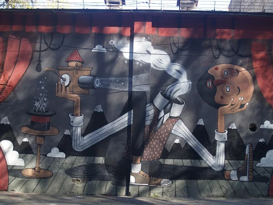 Georges Méliès - Mural pintado de Georges Méliès en la ciudad rumana de Brașov.