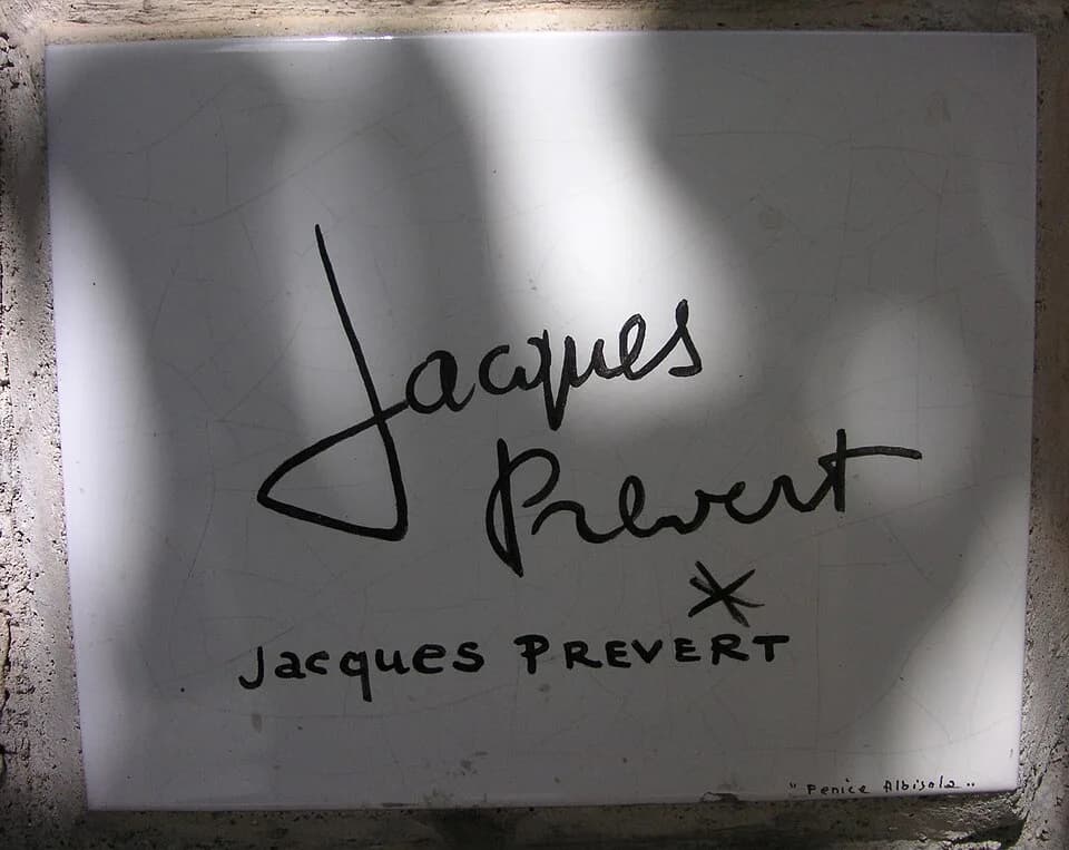 Jacques Prévert - Jacques Prévert autograph on the muretto of Alassio