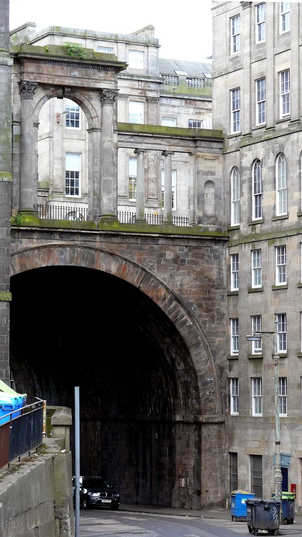 Leopold I of Belgium - The bridge at Waterloo Place as seen from Calton Road (Edinburgh). The bridge was opened in 1819 for the arrival of the -then- Prince Leopold of Saxe Coburg (later King of the B