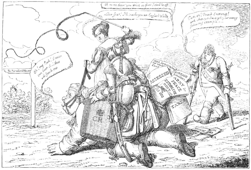 Leopold I of Belgium - Illustration from English Caricaturists and Graphic Humourists of the Nineteenth Century, by William Rodgers Richardson (writing as Graham Everitt)
Captioned "Leap_Year, or John