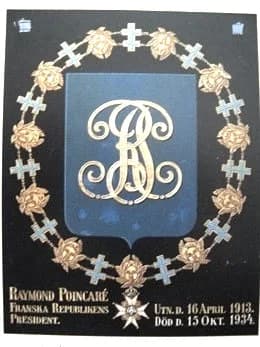 Raymond Poincaré - Arms of Raymond Poincare, President of France, as a Knight of the order of the Seraphim.