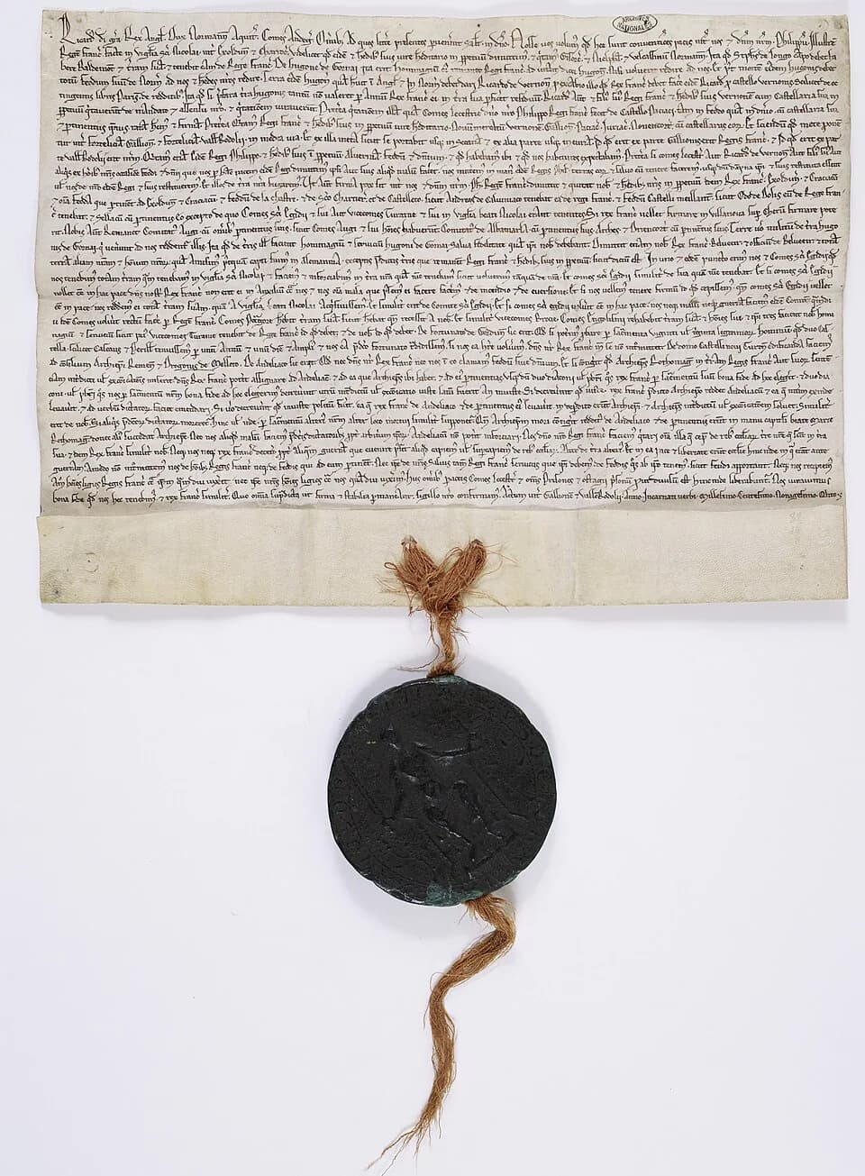 Philip II of France - Charte du 15 janvier 1196 par laquelle Richard Cœur-de-Lion, roi d'Angleterre, énumère les clauses de la paix conclue avec Philippe Auguste, le 5 décembre 1195, connue sous le no