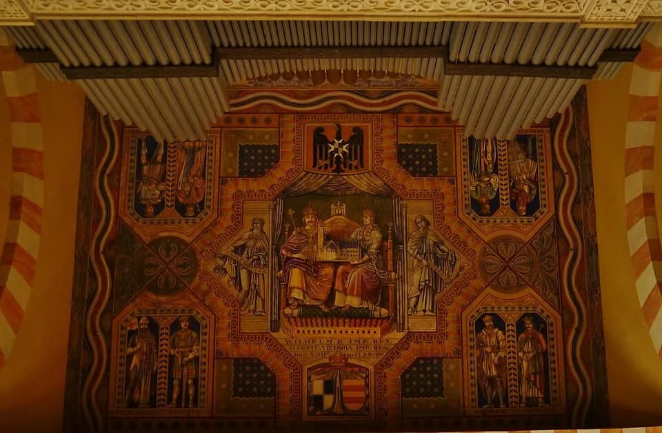 Philip II of France - Ceiling of the Lutheran Ascension Church at Augusta Victoria Foundation, Jerusalem; ceiling with paintings created between 1910-1911 by M. Schmidt following designs by Otto Vitta