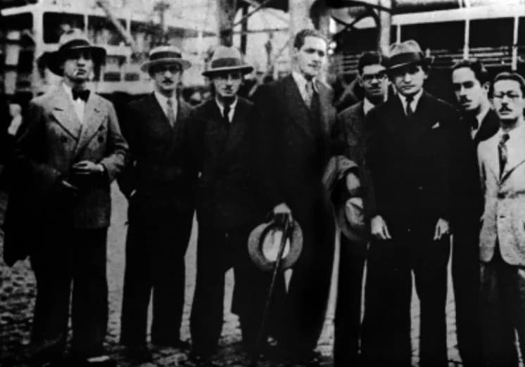 Jorge Amado - Os membros da Academia dos Rebeldes, em 1923. Jorge Amado é o terceiro da esquerda para a direita