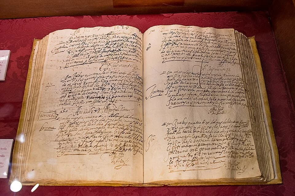 Bartolomé Esteban Murillo - Partida de bautismo de Bartolomé Esteban Murillo. Archivo parroquia Santa María Magdalena (Sevilla) Libro de Bautismo número 16 folio 121 vº.
TRANSCRIPCIÓN:
En lunes, prime