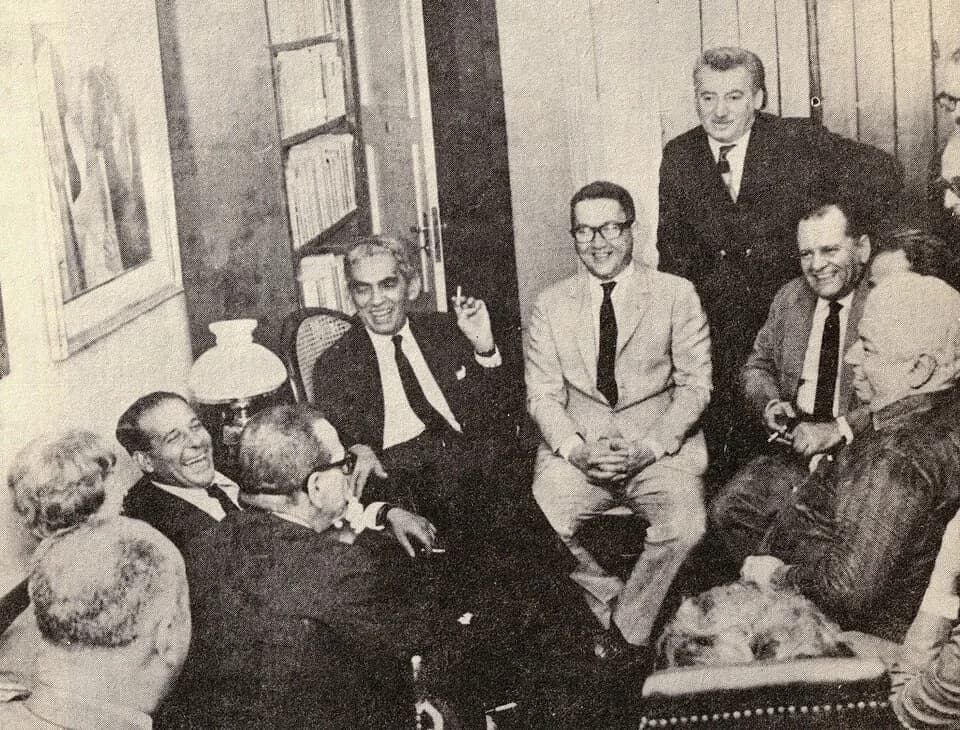 Jorge Amado - Marques Rebelo (de costas) com: Adalgisa Nery, Jango, Samuel Wainer, Paulo Francis, Jorge Amado, Octavio Malta, Di Cavalcanti, entre outros.