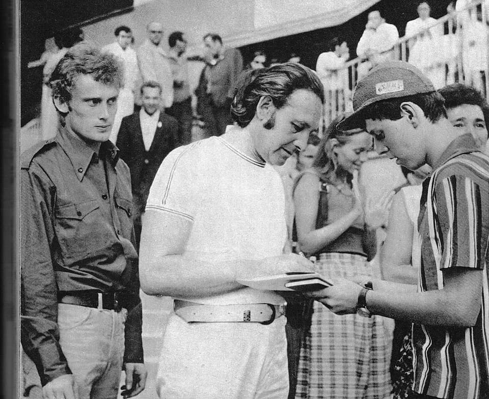 Andrzej Wajda - Daniel Olbrychski and Andrzej Wajda at the Lubuskie Lato Filmowe film festival. Late 1960s or early 1970s.