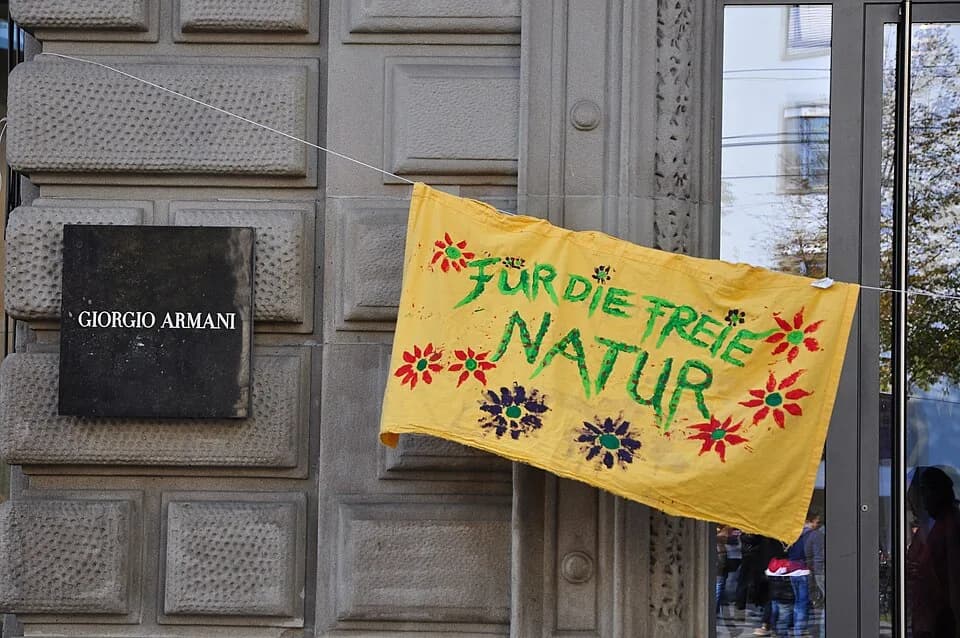 Giorgio Armani - «Occupy» movement at Paradeplatz in Zürich (Switzerland)